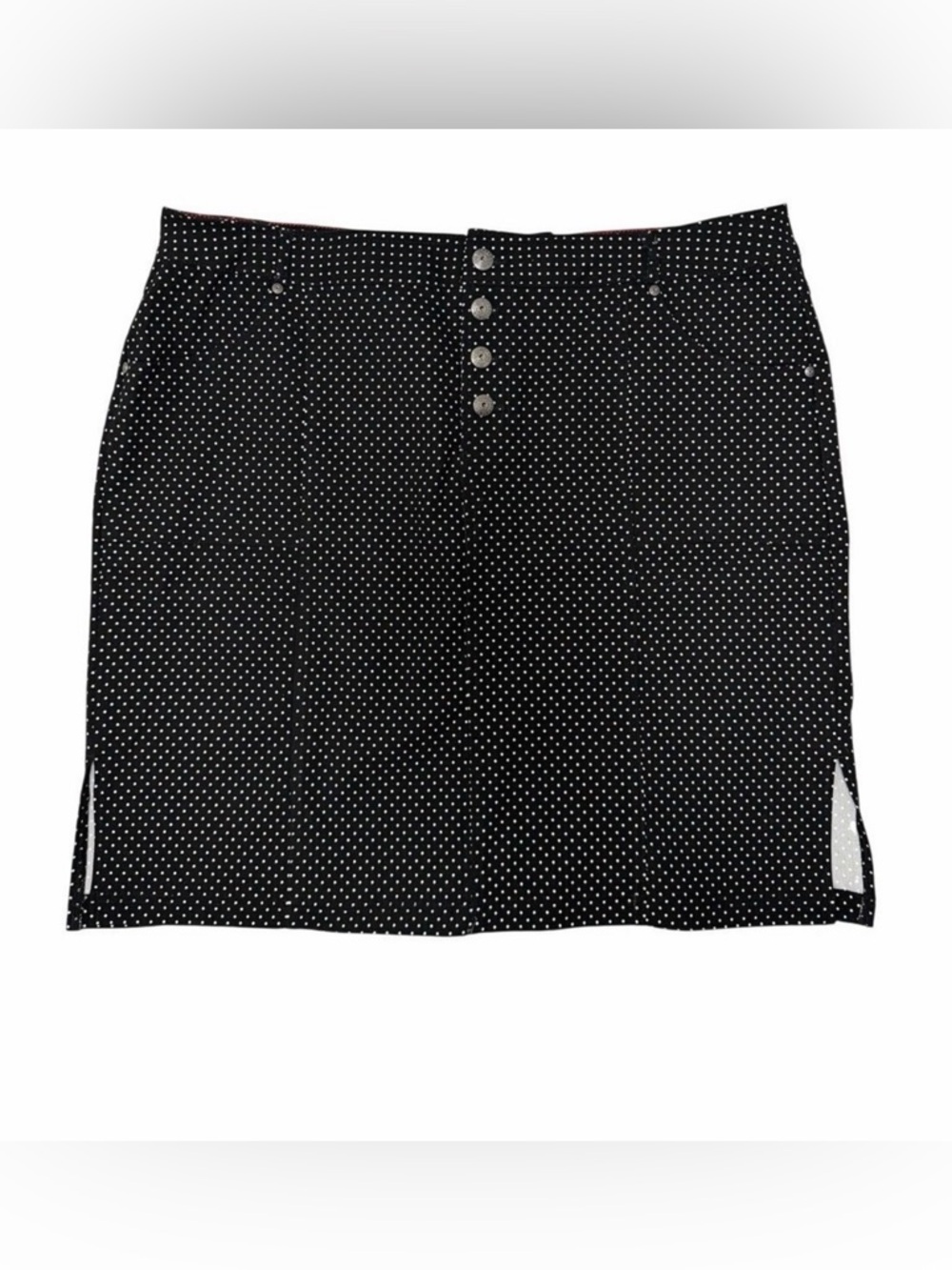 3/$20 💥 Sabrina Lauren‎ Mini Skirt Black White Polka Dot Stretch Pocket Preppy
